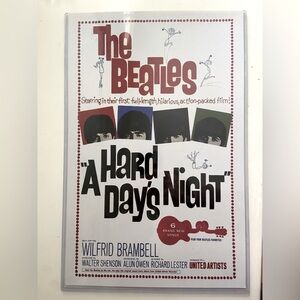 The Beatles a hard days nigh movie promotional poster.